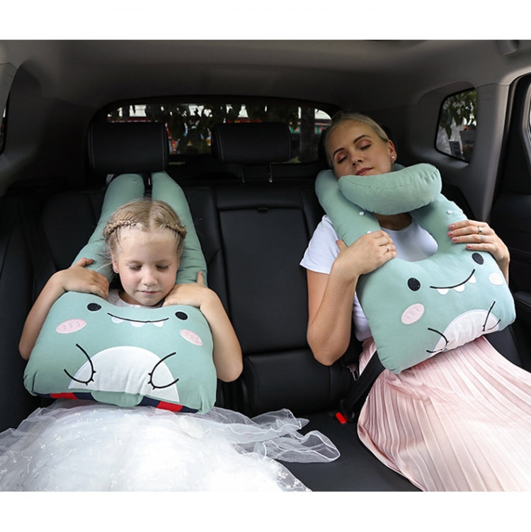 8146 Cartoon Adjustable Car Children Sleep Safety Belt U-shaped Neck Pillow, Coffee Monkey, Gray Totoro, Blue Penguin, Pink Fox, Green Dinosaur, Yellow Cat, Pink Bun