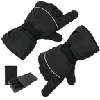 Outdoor Sports Ski Heated Warm Touchable Gloves, Black, Black+USB Cable