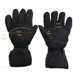 Outdoor Sports Ski Heated Warm Touchable Gloves, Black, Black+USB Cable