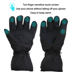 Outdoor Sports Ski Heated Warm Touchable Gloves, Black, Black+USB Cable