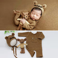 Newborn Photography Clothing Baby Knitted Jumpsuit + Hat + Mouse Doll Three-Piece Set, Mouse Doll Set (Brown), Mouse Doll Set(White), Mouse Doll Set (Pink), Mouse Doll Set (Grey)