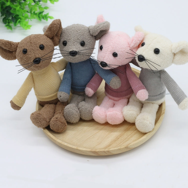 Newborn Photography Clothing Baby Knitted Jumpsuit + Hat + Mouse Doll Three-Piece Set, Mouse Doll Set (Grey), Mouse Doll Set (Brown)