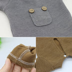 Newborn Photography Clothing Baby Knitted Jumpsuit + Hat + Mouse Doll Three-Piece Set, Mouse Doll Set (Grey), Mouse Doll Set (Brown)