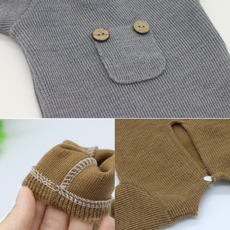 Newborn Photography Clothing Baby Knitted Jumpsuit + Hat + Mouse Doll Three-Piece Set, Mouse Doll Set (Grey), Mouse Doll Set (Brown)