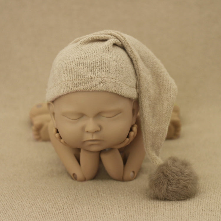 Newborn Photography Clothing Baby Photography Fur Ball Knitted Long Tail Hat, Hat(Camel), Hat(Pink), Hat(Yellow), Hat(Light Blue), Hat(Blue), Hat(White), Hat(Light Purple), Hat(Grey), Hat(Coffee), Hat(Green), Hat(Taro Color), Hat(Light Green)