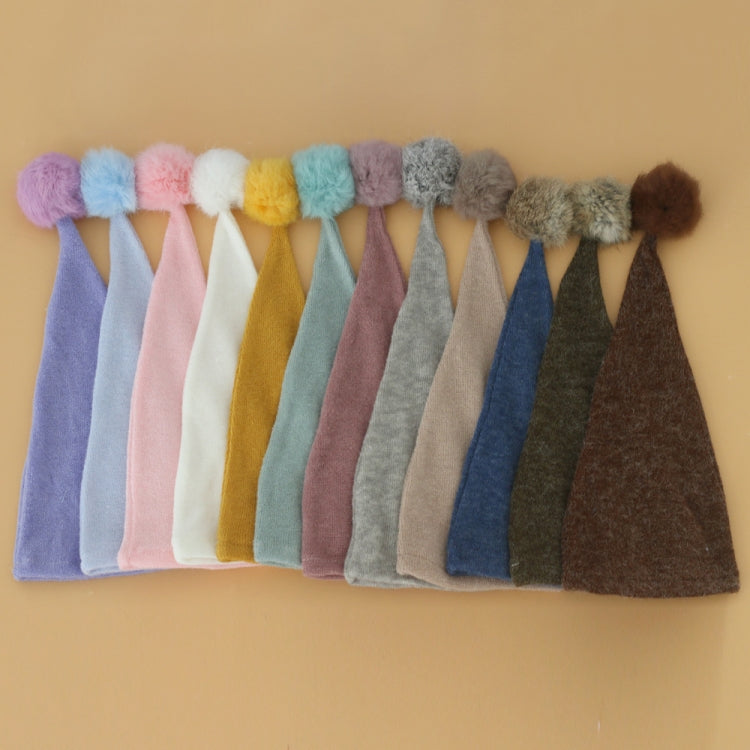 Newborn Photography Clothing Baby Photography Fur Ball Knitted Long Tail Hat, Hat(Camel), Hat(Pink), Hat(Yellow), Hat(Light Blue), Hat(Blue), Hat(White), Hat(Light Purple), Hat(Grey), Hat(Coffee), Hat(Green), Hat(Taro Color), Hat(Light Green)