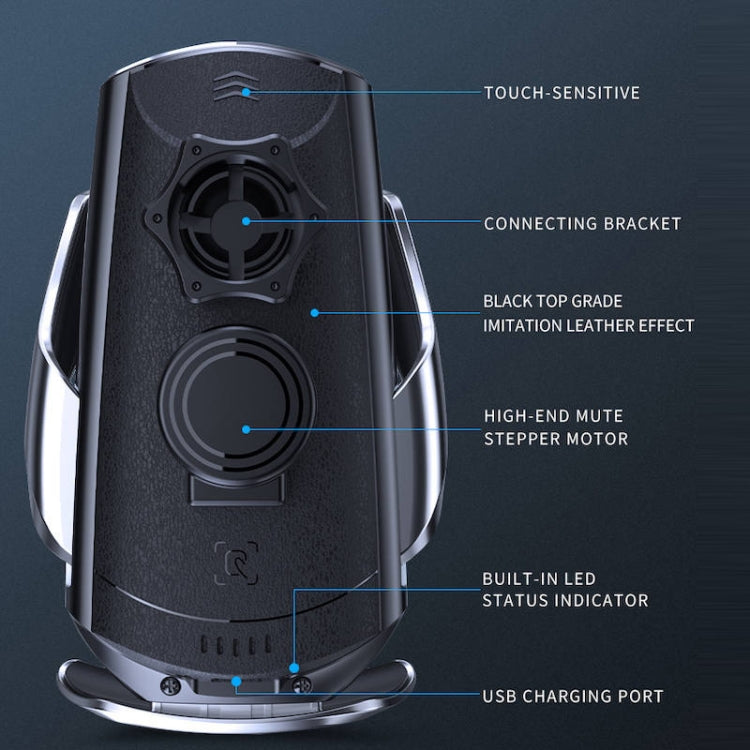 Q3 Infrared Induction Magnetic Car Wireless Charging Phone Bracket with Micro USB + 8 Pin + Type-C / USB-C Magnetic Connector, Q3 Blue, Q3 Red, Q3 Black, Q3 Gold, Q3 Silver