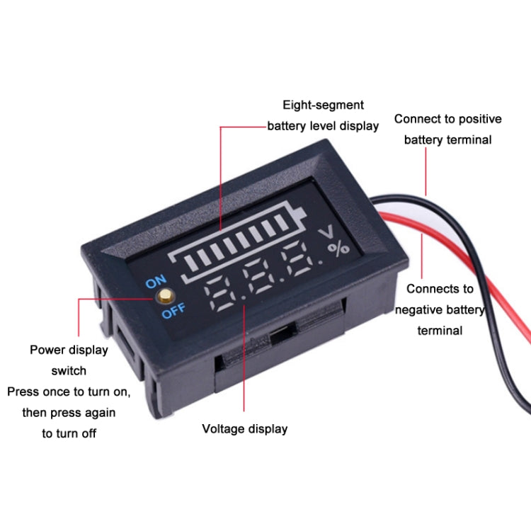 Electric Car Lithium Battery Voltage Power Meter Display Switch, 6-30V, 7-100V