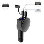 3 In 1 40W Fast Charging Dual Cable Retractable Car Charger, 40W