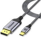 QGeeM QG-UA13 Type-C To DP 4K 60Hz Nylon Braided Adapter Cable, Length:, 3m (4K-60Hz), 1.2m (4K-60Hz), 1.8m (4K-60Hz)