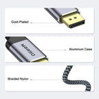 QGeeM QG-UA13 Type-C To DP 4K 60Hz Nylon Braided Adapter Cable, Length:, 3m (4K-60Hz), 1.2m (4K-60Hz), 1.8m (4K-60Hz)