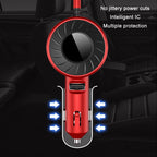 3 In 1 USB Dual Cable Single Pull Retractable Car Charger, Red, Black