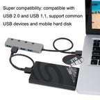 HS0059 Independent Switch USB 3.0 4 Ports Extension Type-C / USB-C Aluminum Alloy HUB, Cable Length:, 30cm, 120cm