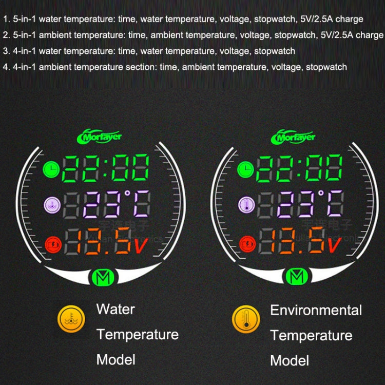 9-24V LED Night Vision Motorcycle Modification Instrument, Morfayer YL-M05 4 In 1 Environmental Temperature Model, Morfayer YL-M05 4 In 1 Water Temperature Model, Morfayer YL-M05 5 In 1 Water Temperature Model                                           ...