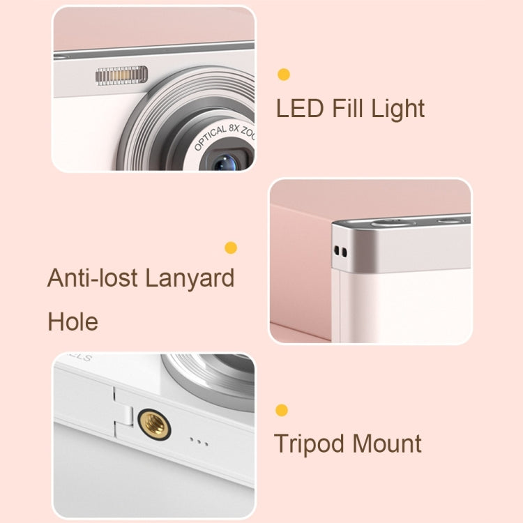 C13 2.88 inch 4K 8X Optical Zoom Telescopic Lens HD Digital Camera, Spec:, White, Pink, Black, White+Card Reader+Wiper, Pink+Card Reader+Wiper, Black+Card Reader+Wiper, White+Card Reader+8G, White+Card Reader+16G, White+Card Reader+32G                 ...