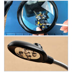 16129-C 2.5X/7.5X/10X LED Lighting Auxiliary Bracket Maintenance Magnifier, EU Plug, US Plug