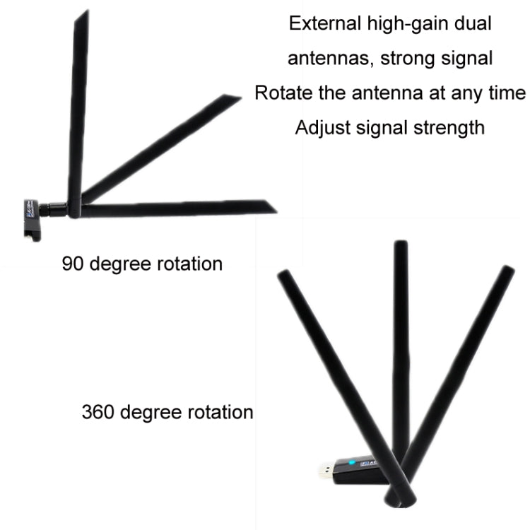 1200m Wireless Network Card 802.11AC USB3.0 Dual Frequency 2.4G/5.8G WiFi Receiver, 1200m USB3.0