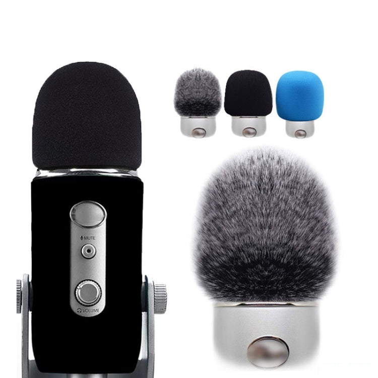 For Blue Yeti Pro Anti-Pop and Windproof Sponge/Fluffy Microphone Cover, Black Sponge, Gray Hair
