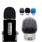 For Blue Yeti Pro Anti-Pop and Windproof Sponge/Fluffy Microphone Cover, Black Sponge, Gray Hair