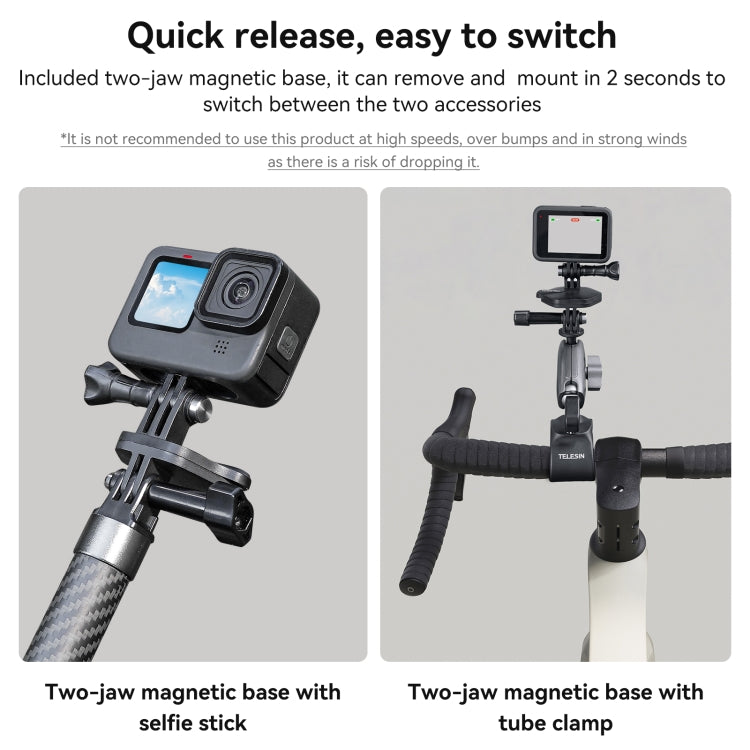 TELESIN Magnetic Action Camera Quick Release Bracket Mount,Spec:, TE-MMK-002  Ordinary, TE-MMK-002 Extended