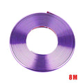 W12 8m/roll Car Universal Reflective Wheel Electroplating Decorative Strip, 1roll Electroplating Purple, 1roll Electroplating Red, 1roll Electroplating Blue, 1roll Electroplating Gold, 1roll Electroplating Silver