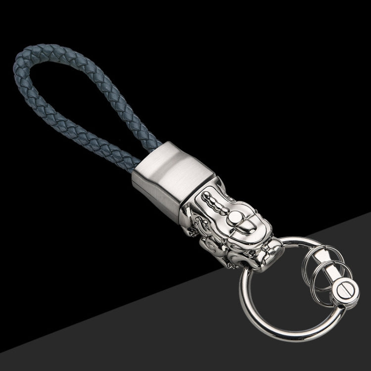 Braided Leather Rope Brave Troops Keychain With LED Light Metal Pendant, Leather Rope White+Gray, Leather Rope Golden +Orange, Leather Rope Black, Leather Rope White, Leather Rope Golden