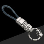 Braided Leather Rope Brave Troops Keychain With LED Light Metal Pendant, Leather Rope White+Gray, Leather Rope Golden +Orange, Leather Rope Black, Leather Rope White, Leather Rope Golden