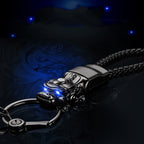 Braided Leather Rope Brave Troops Keychain With LED Light Metal Pendant, Leather Rope White+Gray, Leather Rope Golden +Orange, Leather Rope Black, Leather Rope White, Leather Rope Golden