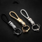 HONEST Diamond Encrusted Car Keychain Leather Cord Leopard Metal Keychain Pendant, Leather Rope Basic Black, Leather Rope Basic White, Leather Rope Basic Gold, Leather Rope Upgrade Black, Leather Rope Upgrade White, Leather Rope Upgrade Gold
