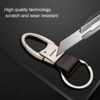 HONEST Leather Car Keychain Simple Circle Ring Pendant Keychain