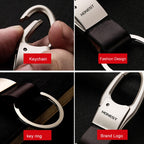 HONEST Leather Car Keychain Simple Circle Ring Pendant Keychain