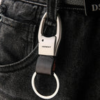 HONEST Leather Car Keychain Simple Circle Ring Pendant Keychain