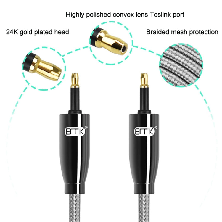 EMK QH4.0 Mini Toslink 3.5mm Interface SPDIF Audio Fiber Optical, Length:, 1m, 1.5m, 2m, 3m, 5m, 8m, 10m, 15m