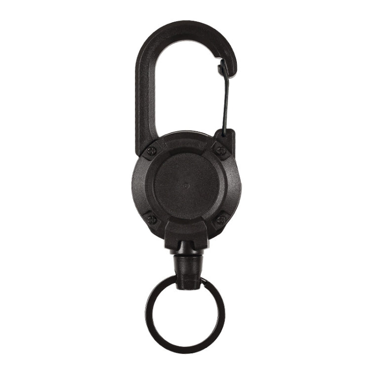 Backpack Carabiner Plastic Retractable Pull Badge Reel, Black-Steel Wire Rope, White-Steel Wire Rope, Black-Fiber Rope, White- Fiber Rope