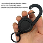 Backpack Carabiner Plastic Retractable Pull Badge Reel, Black-Steel Wire Rope, White-Steel Wire Rope, Black-Fiber Rope, White- Fiber Rope