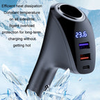 Car Charger Multifunctional Digital Display QC Charging Cigarette Lighter Adapter, AAC Dual USB, CCA Dual PD