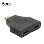 5pcs HDMI Male To 2 HDMI Female Adapter HD Computer Conversion Transformation Plug, 5pcs HDMI Male To 2 HDMI Female