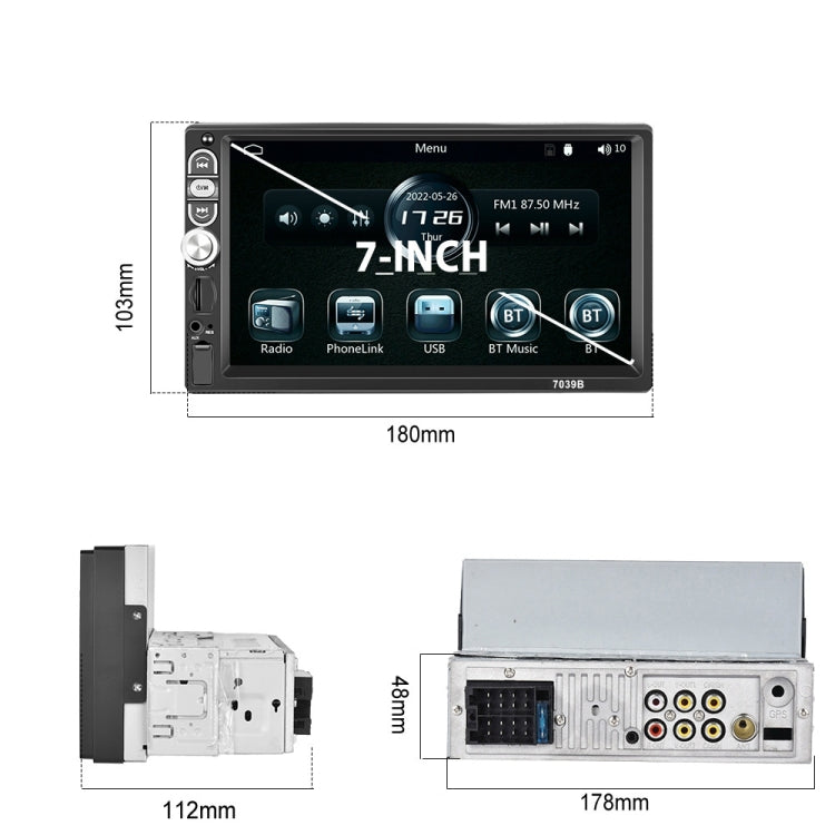 F133 7 Inches MP5 Bluetooth Player Universal Wired CarPlay Reversing Image Integrated, Style:, 7 Inches Standard+12 Lights Camera, 7 Inches Standard, 7 Inches Standard+4 Lights Camera, 7 Inches Standard+8 Lights Camera