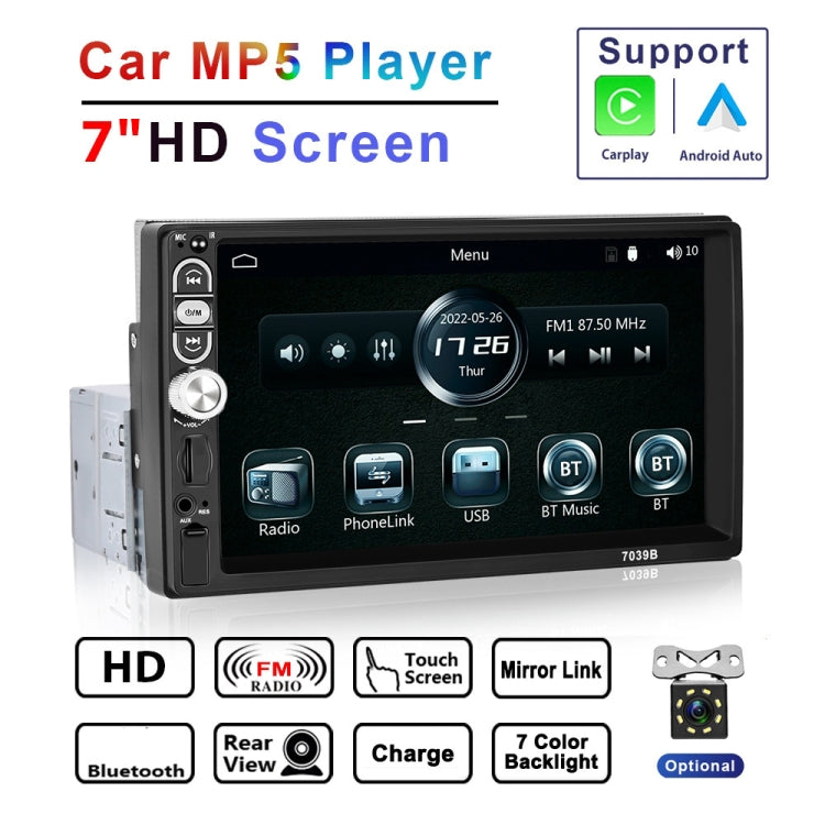 F133 7 Inches MP5 Bluetooth Player Universal Wired CarPlay Reversing Image Integrated, Style:, 7 Inches Standard+12 Lights Camera, 7 Inches Standard, 7 Inches Standard+4 Lights Camera, 7 Inches Standard+8 Lights Camera