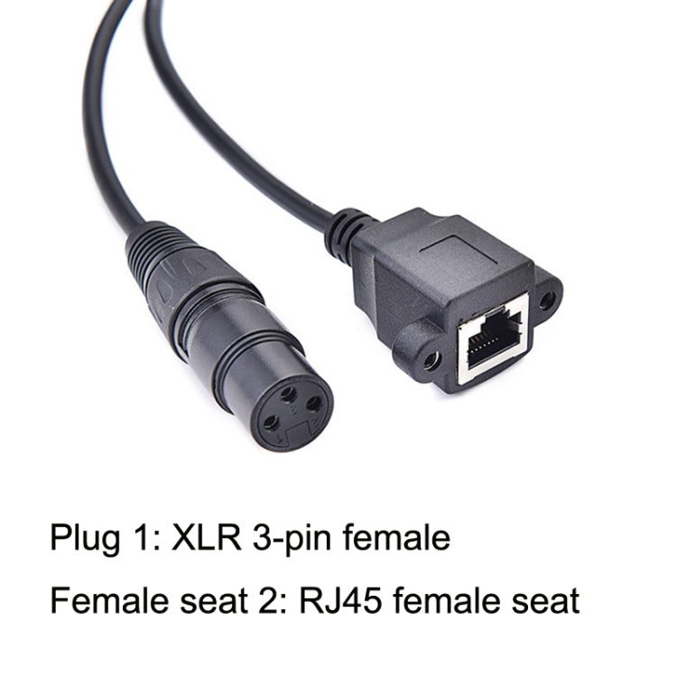 2pcs XLR 3 Pin Female To RJ45 Female Network Connector Adapter Converter Cable, 30cm