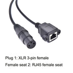 2pcs XLR 3 Pin Female To RJ45 Female Network Connector Adapter Converter Cable, 30cm