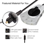 3 In 1 Out Switch Manually Switching Digital Audio Fiber Optic Switch With Cable, Rich Gold