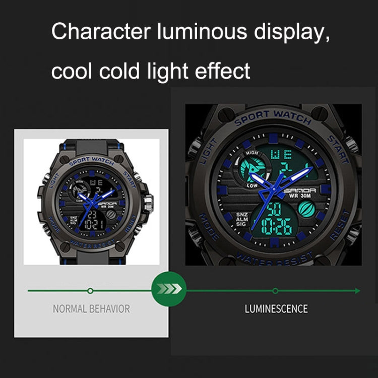 SANDA 739 Multifunctional Waterproof Sports Watch Chronograph Calendar Alarm Night Light Watch