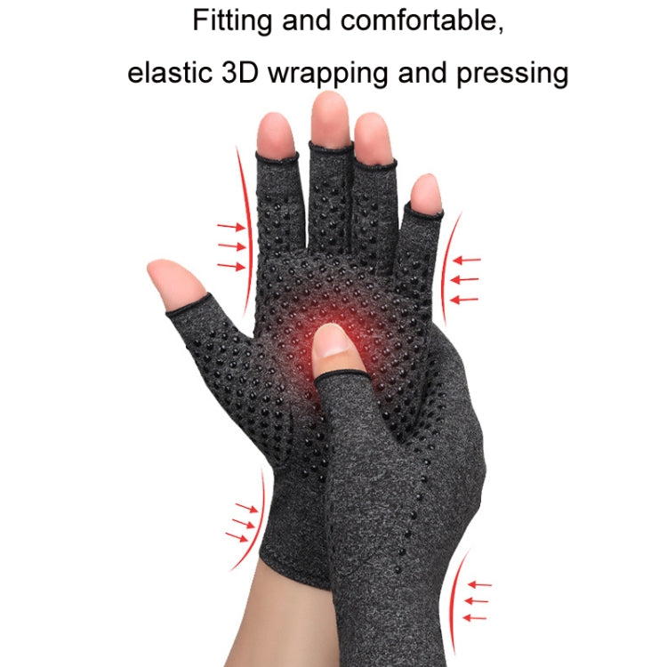 Arthritis Rehabilitation Silicone Non-slip Cycling Half Finger Gloves, S, M, L, XL