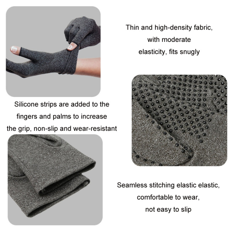 Arthritis Rehabilitation Silicone Non-slip Cycling Half Finger Gloves, S, M, L, XL