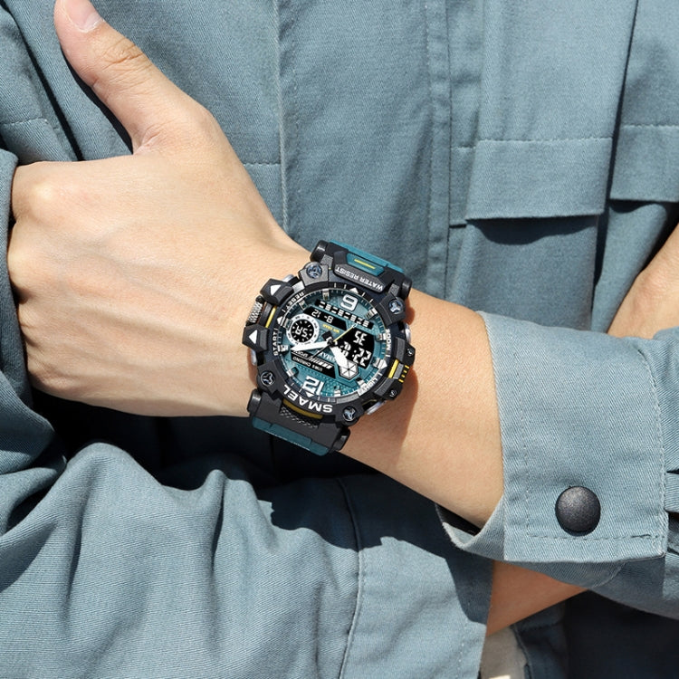 SMAEL 8072 Alloy Outdoor Multifunctional Electronic Watch Men Dual Display Waterproof Watch
