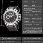 SMAEL 8060 Waterproof Sports Alloy Men Watch Luminous Display HD Mirror Watch