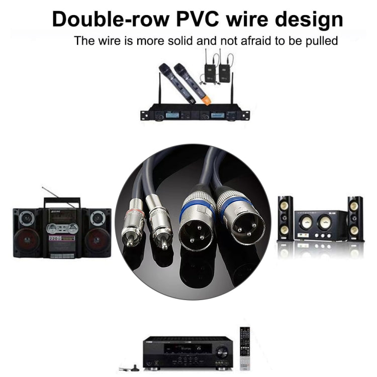 2RCA Male 2XLR Caron Male Speaker Audio Balance Cable, Length:, 0.5m, 1m, 1.5m, 2m, 3m, 5m, 10m, 20m