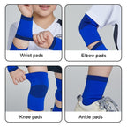 N1033 Child Football Equipment Basketball Sports Protectors, Blue 4 In 1, Black 4 In 1, Pink 4 In 1, Blue 6 In 1, Black 6 In 1, Pink 6 In 1, Blue 8 In 1, Black 8 In 1, Pink 8 In 1, Pink Knee Pads, Black Knee Pads, Blue Knee Pads