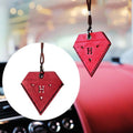 Car Pendant Triangular Ping An Charm Bag Leather Rearview Mirror Ornament, Triangular Red, Triangular Yellow, Triangular Black